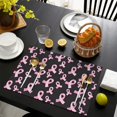 thumbnail image 3 of Pink Breast Cancer Summer Placemats Table Placemats Set Of 6-Linen Kitchen Washable Placemats Table Mats 11.8"x17.7" Non-Slip Heat Resistant, 3 of 5