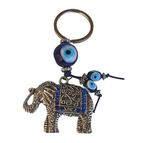 Elephant with Blue Evil Eye Protection Keychain