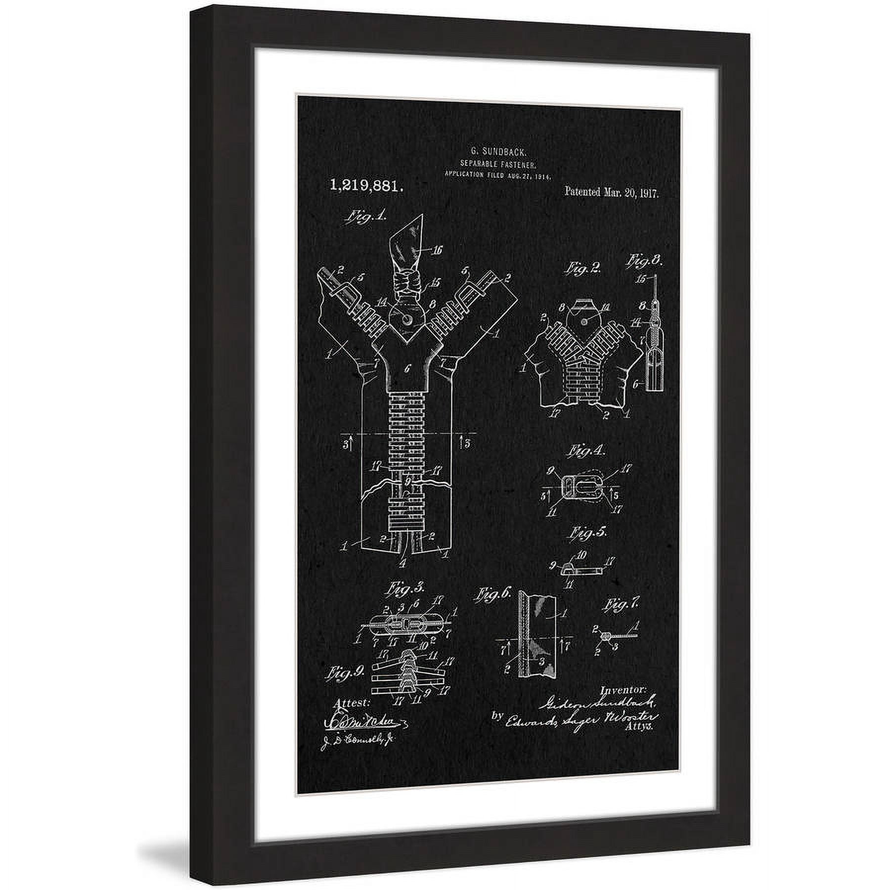 "Zipper 1917 Black Paper" Framed Painting Print