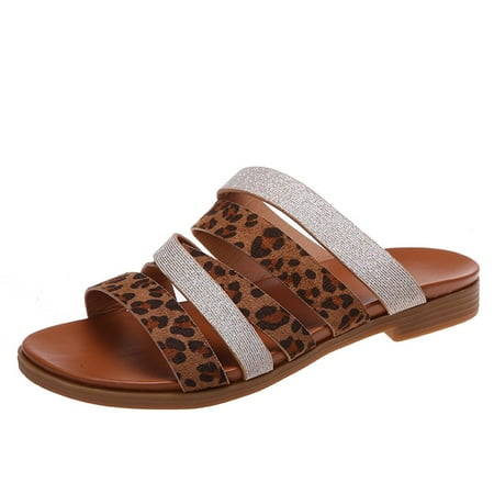 

Fanxing 2023 Women Summer Lighweight Roman Sandals Fashion Printed Straps Open Toe Casual Slides Mini Heels Dressy Beach Sandals