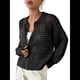 thumbnail image 3 of Cárdigan de Crochet para Mujer, Suéter Ahuecado, Suéter de Larga con Botones, Top de Punto Negro L, 3 of 9