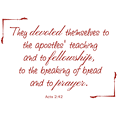 thumbnail image 1 of Act 2:42 - They devoted themselves to the apostlesâ¦ Vinyl Decal Sticker Quote - Small - Dark Red, 1 of 3