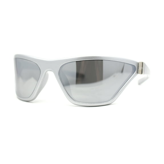 Womens 90s Sport Fashion Triangular Shape Wrap Plastic Sunglasses Silver - Silver Mirror