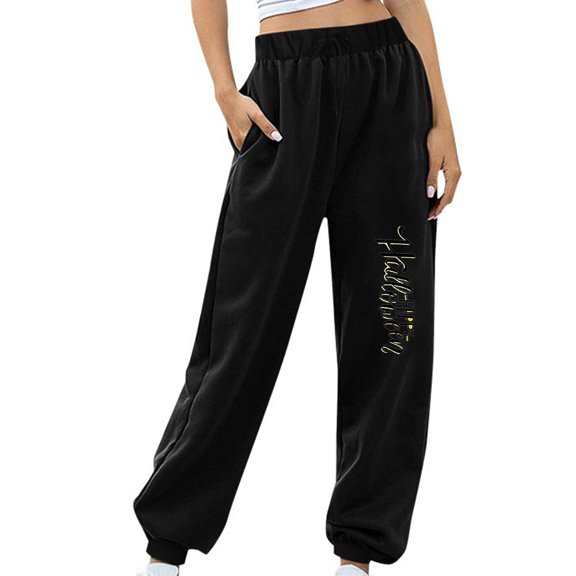 AOOCHASLIY Women Fall Pants Clothes Women's Fashion Casual Printed Padded Sweatpants