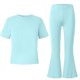 thumbnail image 3 of Camisas de Manga Larga de Niños Tamaño 12-14 Juventud Color Sólido Manga Corta Superior Y Pantalones Largos de Dos Piezas Conjunto de Niños de Vestir Casual, 3 of 6