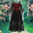 thumbnail image 4 of Women Dress Cold Shoulder Butterfly Sleeve Halloween Mesh Patchwork Bandage Large Hem Witch Dress for Cosplay, 4 of 7
