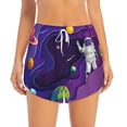 thumbnail image 3 of Uemuo Astronaut Pattern Women's Athletic Shorts High Waisted Running Shorts with Liner Pockets Gym Elastic Workout Shorts-X-Large, 3 of 9