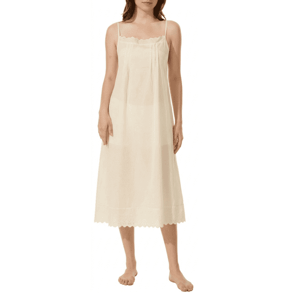 Women 100% Cotton Long Full Slips for Under Dresses Lace Camisoles Slip Dress Chemise Petticoat