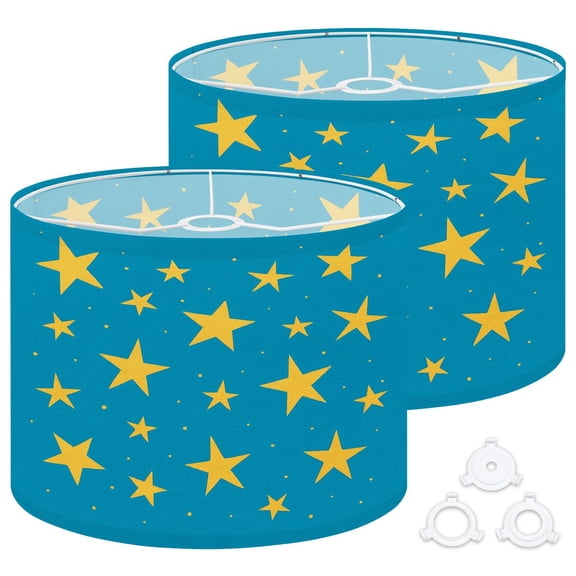 Lamp Shades Set of 2 Easy Assembly Light teal blue felt texture abstract Drum Lampshades for Table Lamps Floor Lamps Pendant Light 13"x13"x10" Replacement Lamp Shade