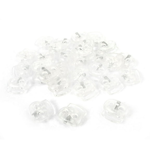 30pcs Plastic 4.5mm Dia Dual Hole Clothing Backpack Spring Cord Locks Ends