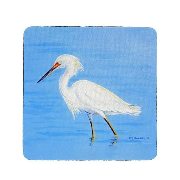 Betsy Drake Interiors Stalking Snowy Egret Coaster Set of 4