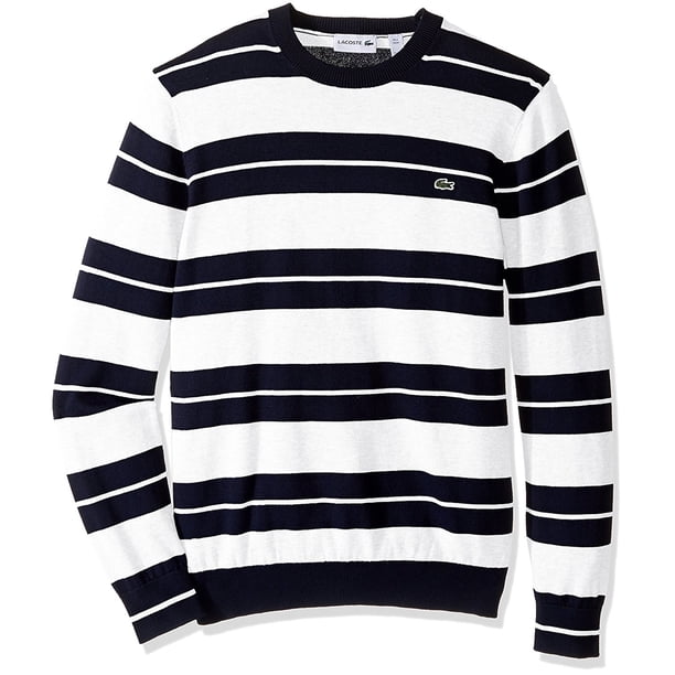 Lacoste Jersey Stripe Pullover Sweater para Hombre, Azul, X-Large