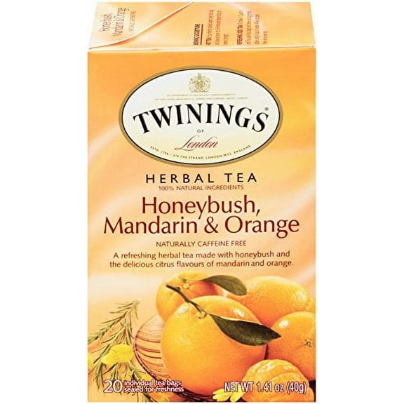 Twinings Of London Honeybush, Mandarin And Orange Tea Bags, 20 Count (Pack Of 6)