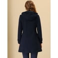 thumbnail image 4 of Abrigo largo de invierno con capucha y cuello alto para mujer Allegra K Azul marino S, 4 of 5
