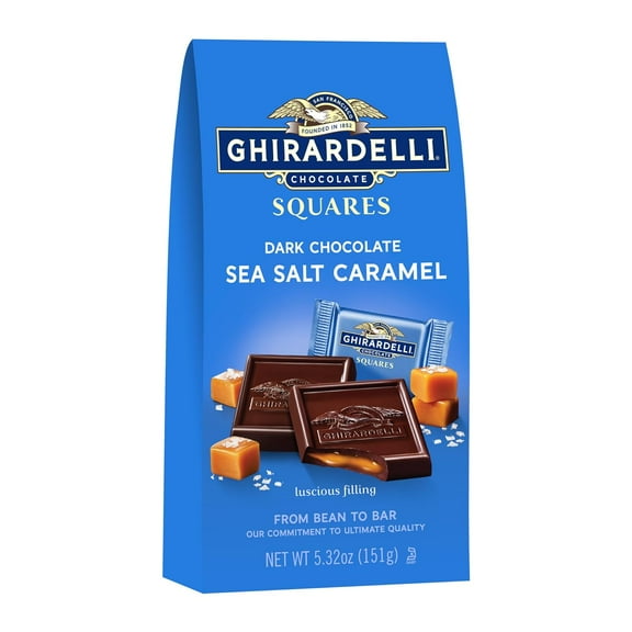Ghirardelli Dark Chocolate Candy SQUARES with Sea Salt Caramel Filling - 5.32oz