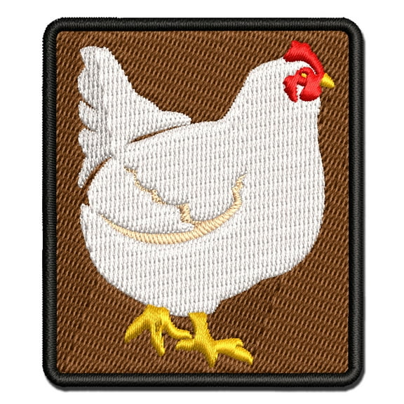 Plump Strutting Hen Chicken Applique Multi-Color Embroidered Iron-On Patch - 2.5 Inch Small