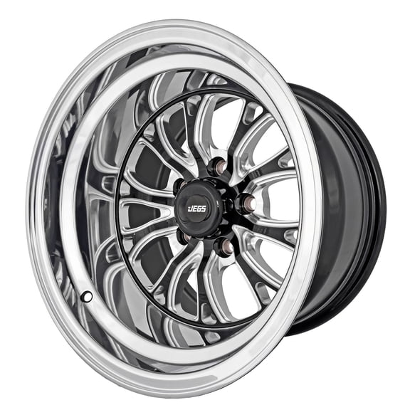 JEGS SSR Spike Wheel [Size: 15" x 10"] Polished Lip with Black Milled Spokes