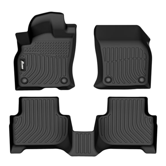 Ikon Motorsports 3D TPE Floor Mats, All Weather Waterproof Anti-Slip, Fits 2019-2025 Audi Q3, Black 3 Pieces