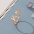 thumbnail image 5 of Rose Gold CZ Butterfly Ring Sterling Silver Open Statement Rings Band for Women, 5 of 5
