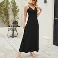 thumbnail image 5 of Jinhomg Womens Sleeveless Maxi Dress Elegant Spaghetti Strap Ruched V-Neck Dresses formal Backless Cocktail Party Wedding Guest Dress Black XXL, 5 of 8