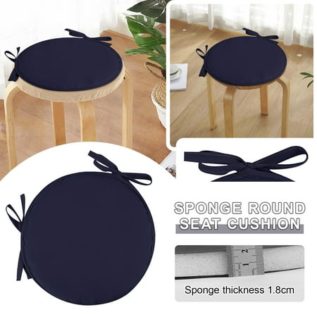 

Round Cushion Dining Chair Cushion Solid Color Round Chair Cushion Strap Type Home Fabric Thickened Dining Chair Cushion Round Stool Cushion Navy Blue Daily Cushion Comfort Items Soft