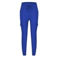 thumbnail image 4 of Casual Pants for Women Drawstring Mid Expandable Waist Ankle-Tied Pants Polyester Pants with Pockets ,Blue, 4 of 5