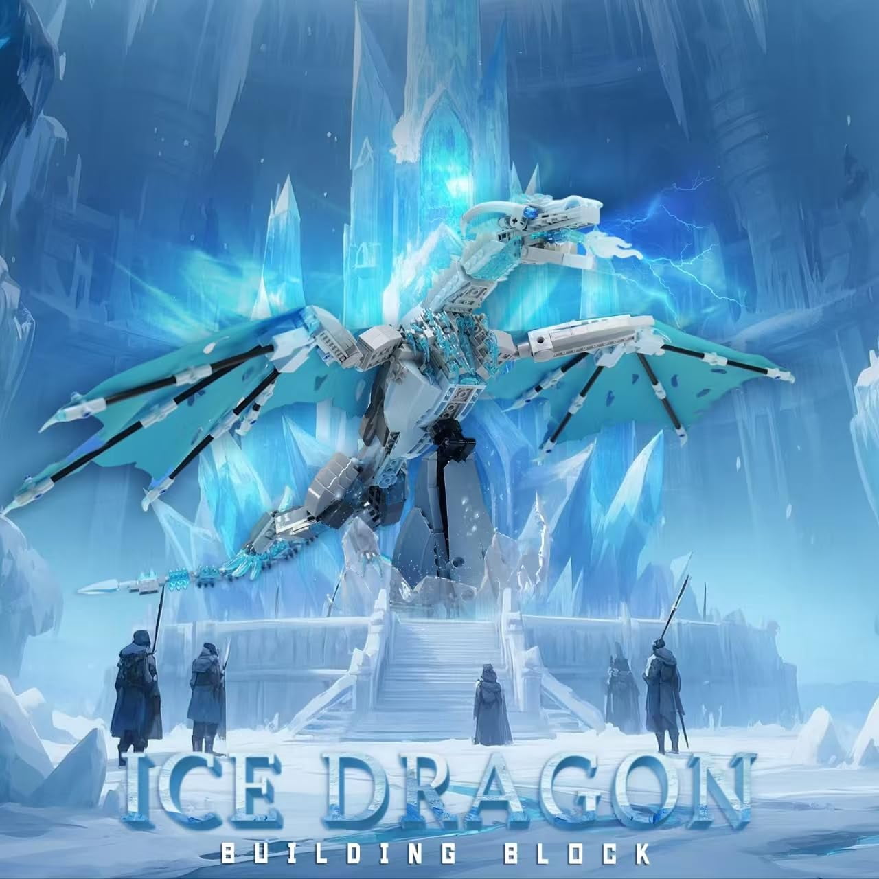 BrixVibe Ice Dragon Building Set Compatible with Lego Animal for