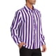 thumbnail image 4 of CAMISAS CHIC PARA HOMBRE INSPIRE Camisa de manga larga de botones de rayas verticales ajuste regular casual S Púrpura Blanca, 4 of 7