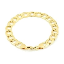 RMZ GOLD NYC 18k Yellow Gold Filled Flat Curb Chain Bracelet for Men Boy Vintage 9MM 8"
