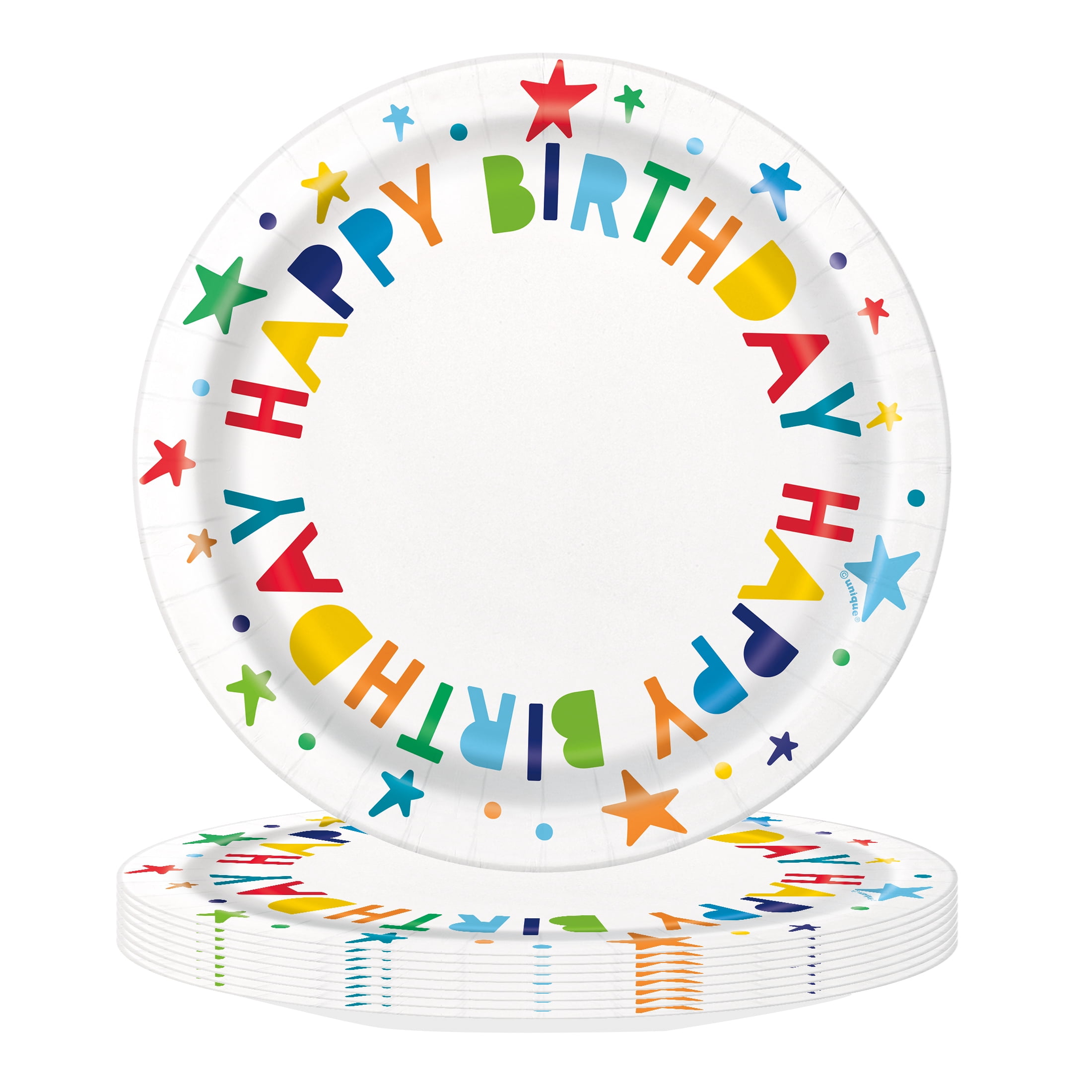 (12 pack) 10 Count 7IN Bright Stars Multicolor Disposable Dessert Plates by Way to Celebrate