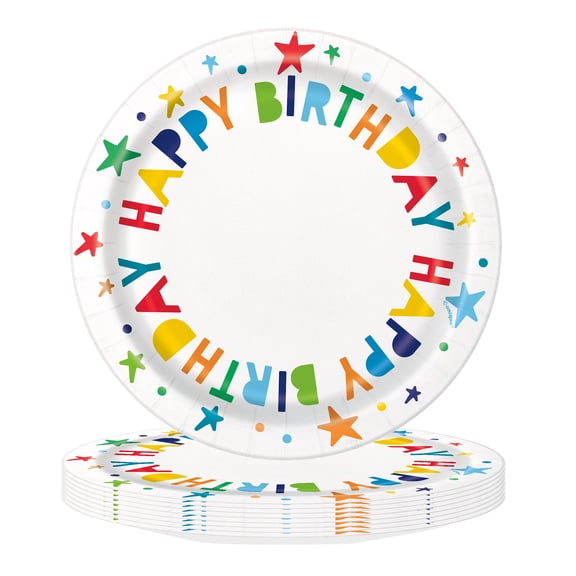 10 Count 7IN Bright Stars Multicolor Disposable Dessert Plates by Way to Celebrate