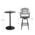 thumbnail image 2 of Cambria Cast Aluminum Brown 3-piece Bistro Bar Set, 2 of 5