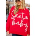thumbnail image 5 of Women's Fiery Red Santa Baby Tinsel Graphic Oversize Sweatshirt | [ZhiHiMeRi] | (US 20-22)2XL, 5 of 12