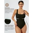 thumbnail image 5 of Athlemo Women's Sleeveless Bodysuit Square Neck Ribbed Slimming Tank Top Thong Bodysuit, 5 of 8