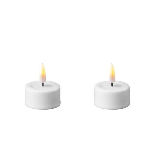 DELUXE HOMEART Bougies Chauffe-Plat LED Blanches 1.65x1.8 Pouces - Lot de 2
