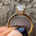 thumbnail image 5 of Cora jewellery 3CT Pear Moissanite Hidden Halo Engagement Ring For Women, 14K Yellow Gold, 5 of 6