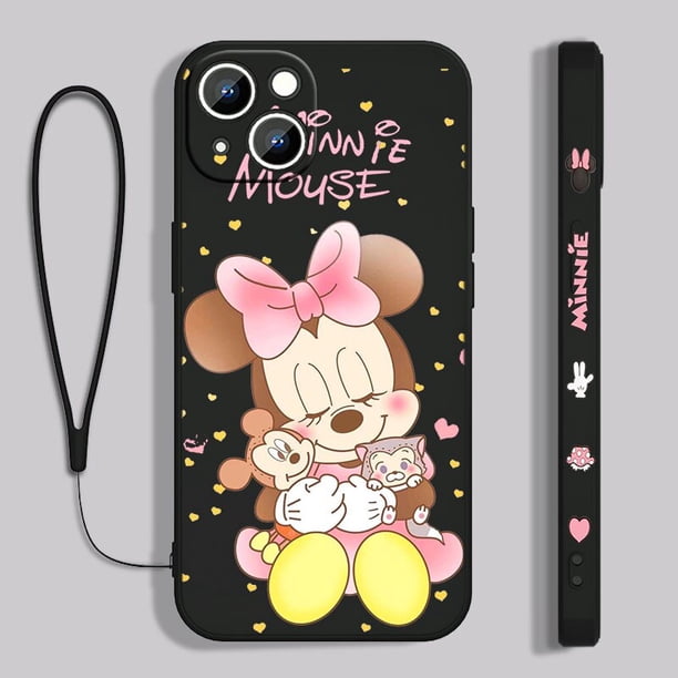 Funda de teléfono de Mickey y Minnie rosa para Apple iPhone 14, 13, 12 Mini, 11 Pro, XS, MAX, XR, X, 8, 7, 6S, SE Plus Fivean unisex