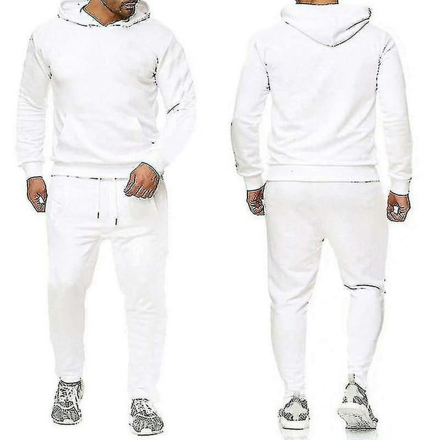 Ensemble 2 Pcs/ensemble Survêtement D\'entraînement Physique pour Hommes Pantalon de Sport Décontracté Haut Survêtement Ensemble à Capuche -zz