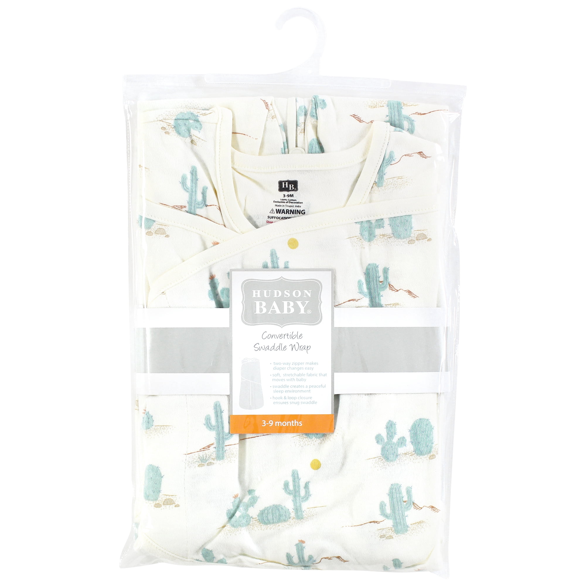 Hudson Baby Unisex Convertible Swaddle Sleep Sack, Desert Cactus, 3-9 Months