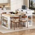 thumbnail image 2 of Table à Manger Multifonctionnelle Extensible sur Roulettes avec Prise de Courant, Tiroirs et Rangement – Îlot de Cuisine et Buffet 3-en-1, 2 of 19
