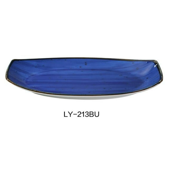 Yanco LY-213BU Lyon 13 in. Rectangular Plate, Reactive Glaze, Blue - Pack of 12