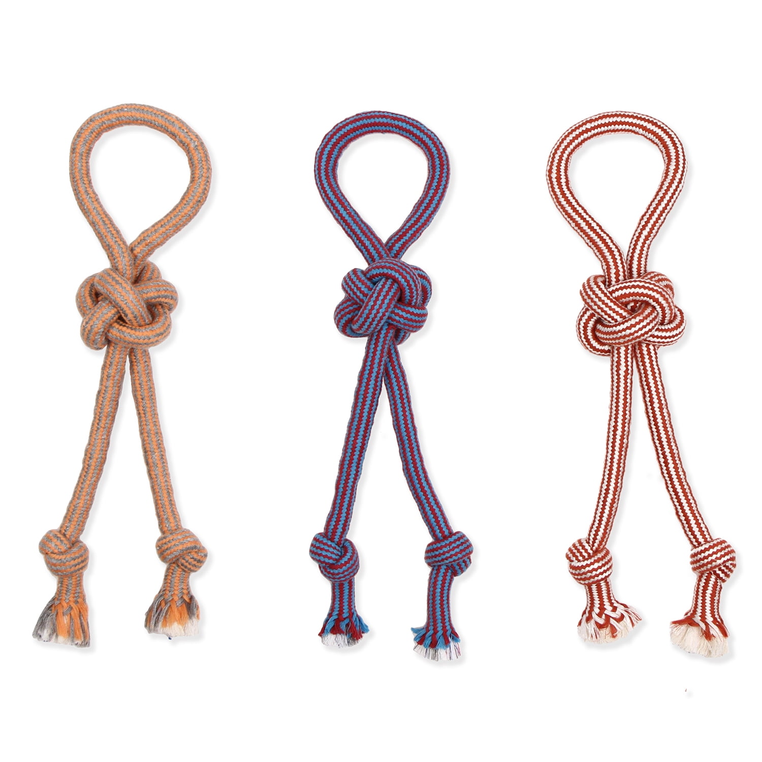 Mammoth Flossy Chews 18" Extra Double-Tug Cotton-blend Chew Dog Toy with Loop Handle, Asst Colors
