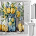 thumbnail image 4 of Yellow Lemon Leaf Fabric Shower Curtain Vintage Oil Painting Washable Shower Curtains for Bathroom, Waterproof Bath Curtain with Hooks Home Decor 36x72in, 4 of 8