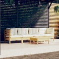 thumbnail image 1 of vidaXL 5 Piece Garden Lounge Set with Cream Cushions Solid Pinewood, 1 of 5