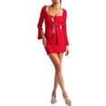 thumbnail image 3 of VISgogo, conjunto de verano para mujer, Tops de manga larga recortados de vendaje de Color sólido y minifalda ceñida de cintura alta informal, conjunto VISgogo  moda, 3 of 9