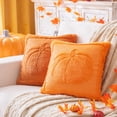thumbnail image 2 of Pumpkin Fall Orange Throw Pillow Covers 18 x 18, Set of 1 Soft Plush Couch Sofa Pillows Cushion Covers Cases, 2 of 7