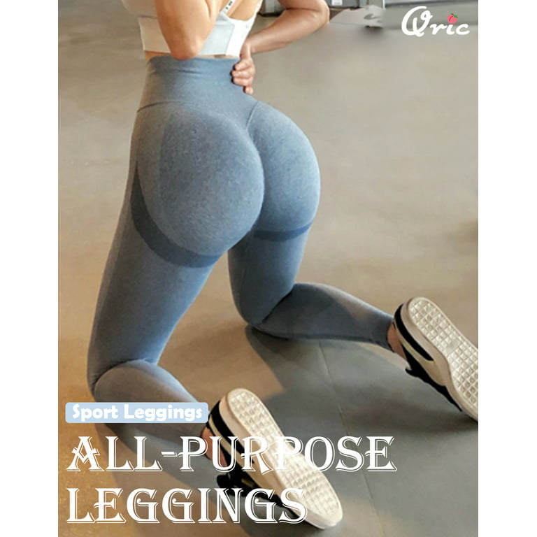 QRIC Women's High Waist Workout Vital Seamless Leggings Butt Lift Yoga  Pants Stretchy Fitness Gym Tights Gray, L 