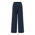 thumbnail image 4 of WCJM Blue Womens Large Plain Sleeveless Trousers Suit Cotton Linen Casual Long Sleeved Loose Cotton Suit, 4 of 7