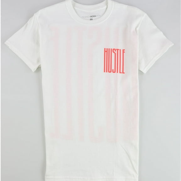 Fashion Nova Mens Hustle Graphic T-Shirt, White, Small