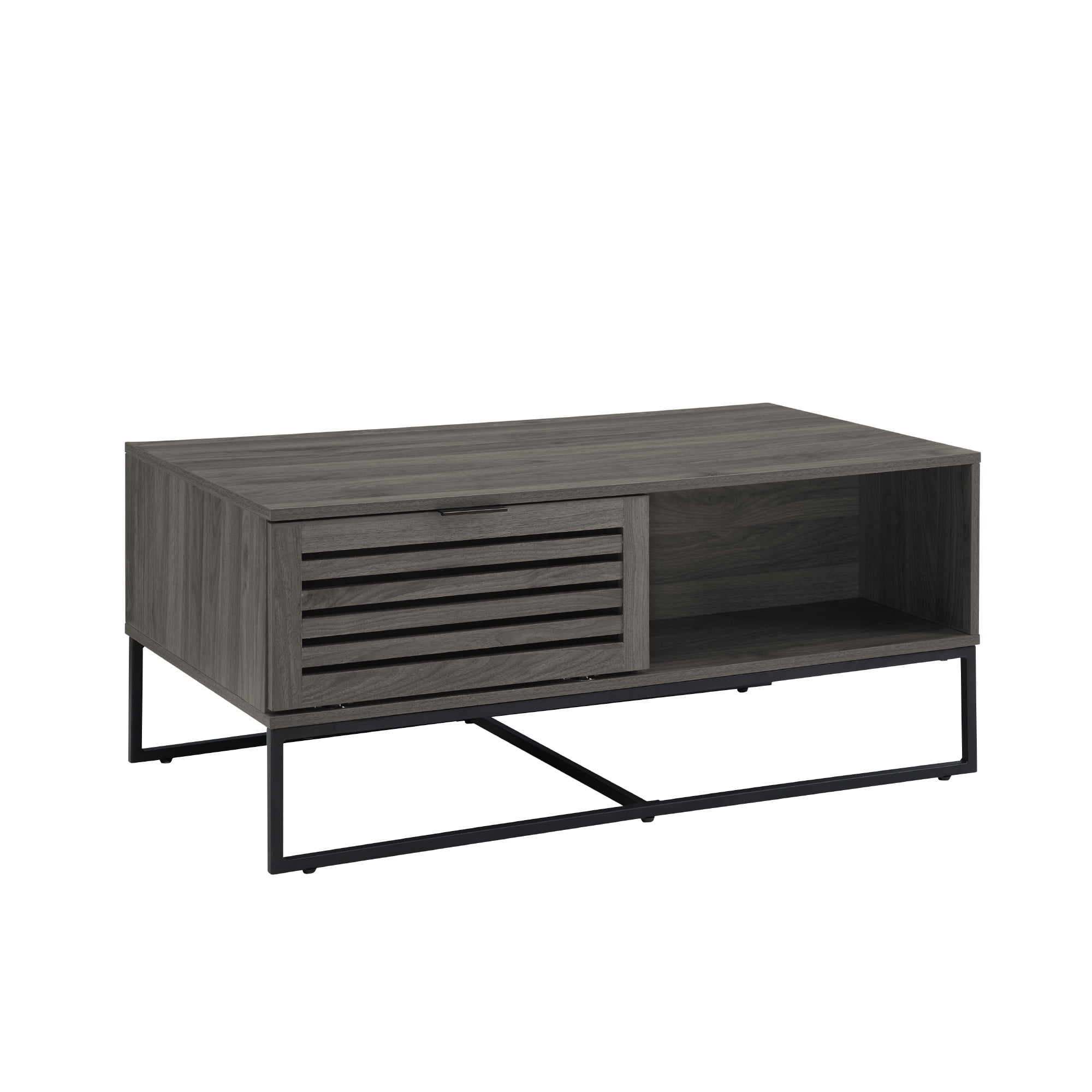 Niantic Modern Slat Door Storage Coffee Table, Slate Grey